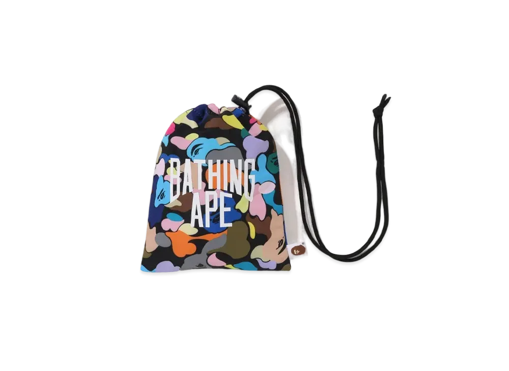 A BATHING APE Multi Camo NYC Logo Kinchaku Bag "Black"