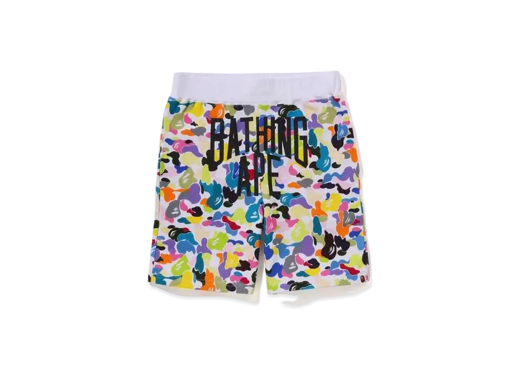 A BATHING APE Multi Camo NYC Logo Sweat Shorts "White"