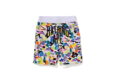 A BATHING APE Multi Camo NYC Logo Sweat Shorts "White"