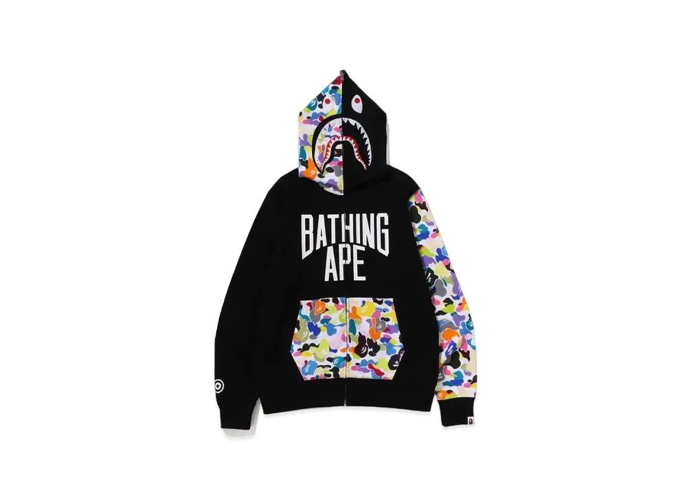 アベイシングエイプ マルチ カモ NYC ロゴ シャーク フル ジップ フーディー "ブラック"