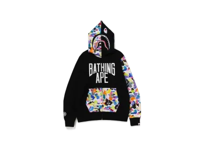 A BATHING APE Multi Camo NYC Logo Shark Full Zip Hoodie "Black"