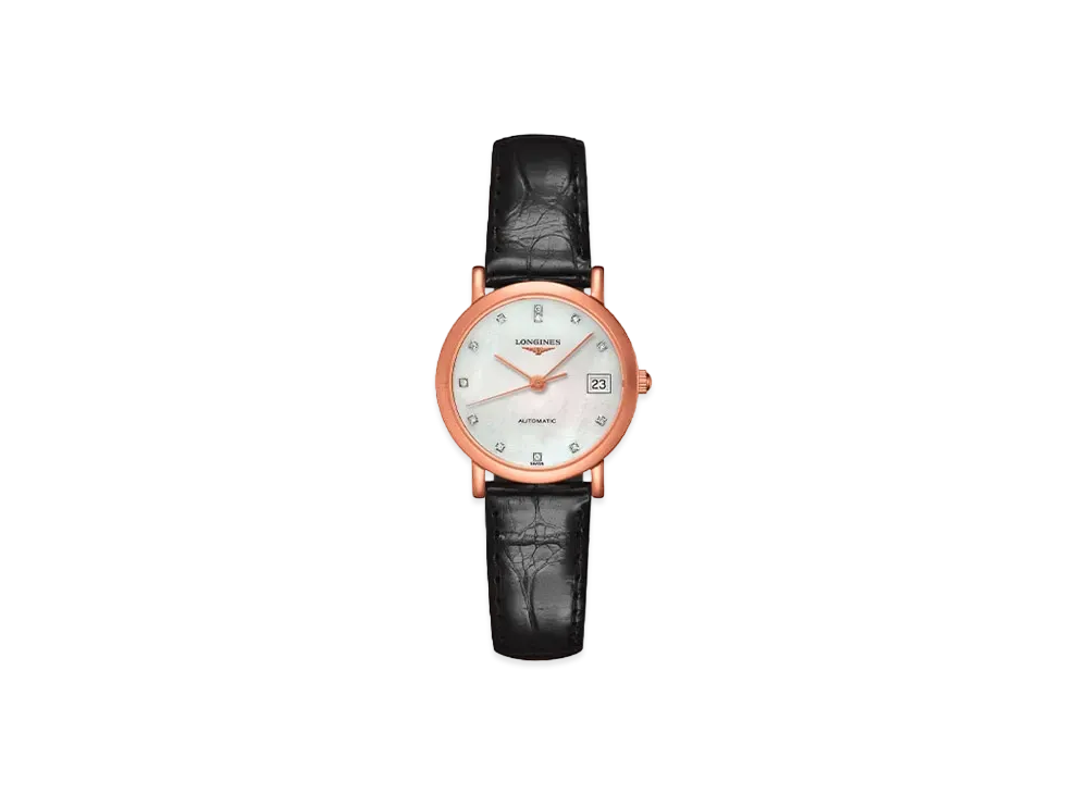 Longines Elegant Collection 27.20 mm "White Mother-of-Pearl/Pink Gold/Black" L4.378.8.87.0