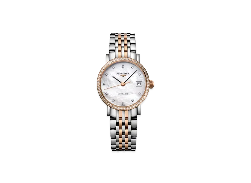 Longines Elegant Collection 29.00 mm "White Mother-of-Pearl/Stainless Steel/Pink Gold" L4.310.5.88.7