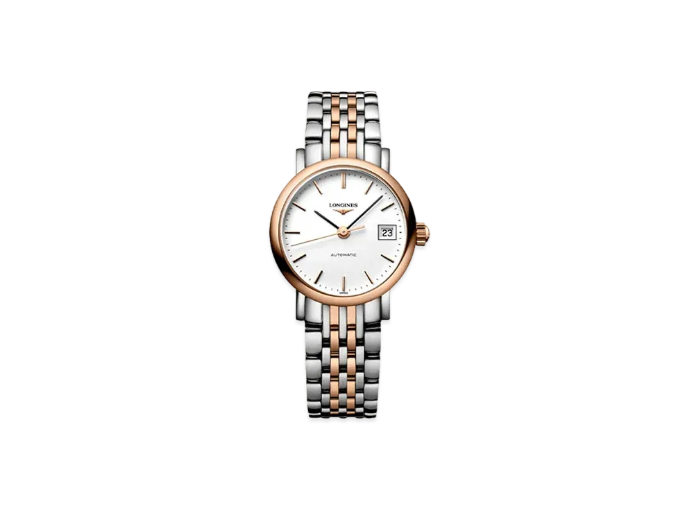 Longines Elegant Collection 25.50 mm "Matte White/Stainless Steel/Rose Gold" L4.309.5.12.7