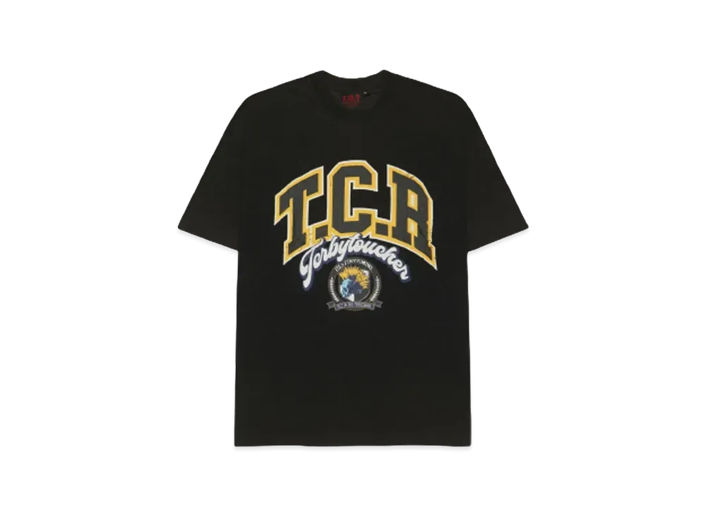 T.C.R COLLEGE LOGO CROPPED WASH S/S TEE "YELLOW/BLACK"