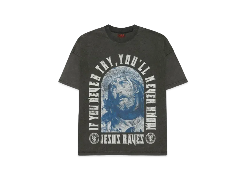 T.C.R JESUS RAVES VINTAGE WASHED S/S TEE "BLACK"