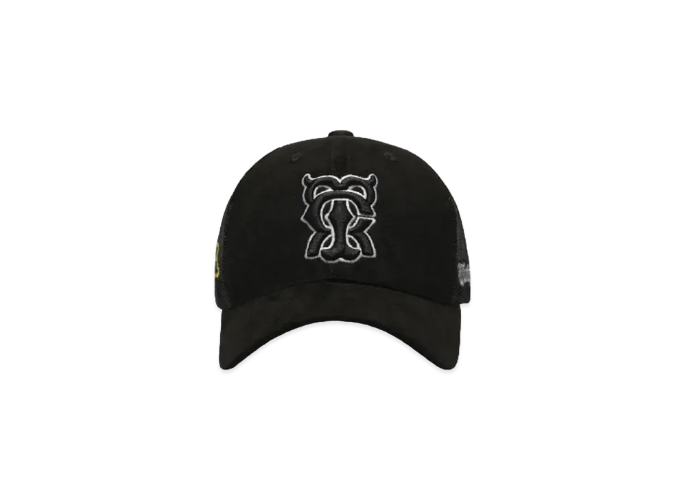 T.C.R MONOGRAM LOGO SUEDE TRUCKER CAP "BLACK"