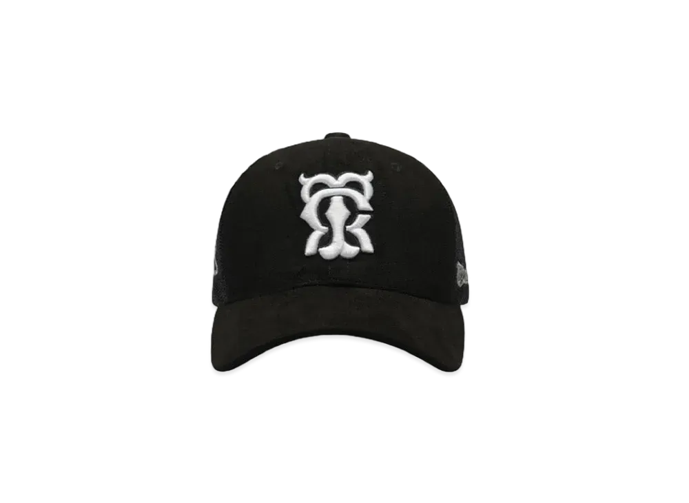 T.C.R MONOGRAM LOGO SUEDE TRUCKER CAP "BLACK/WHITE"