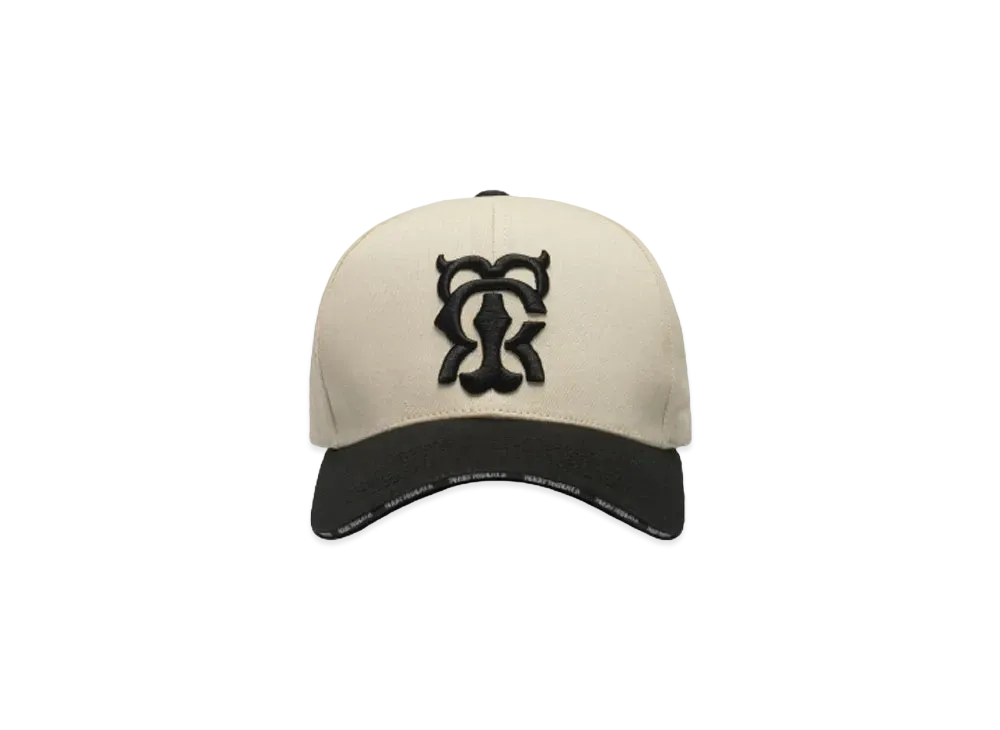 T.C.R MONOGRAM LOGO 6PANEL TRUCKER CAP "BEIGE/BLACK"