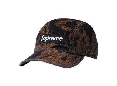 Supreme Flames Jacquard Denim Camp Cap "Washed Black"