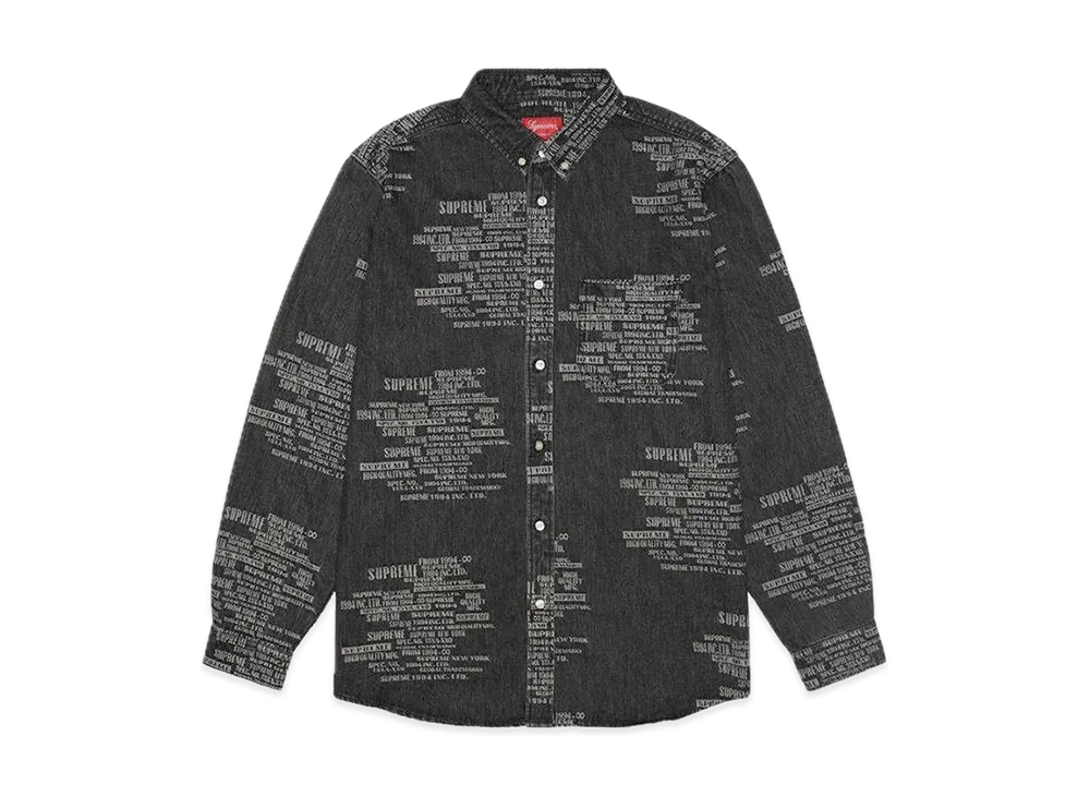 Supreme Trademark Jacquard Denim Shirt "Washed Black"