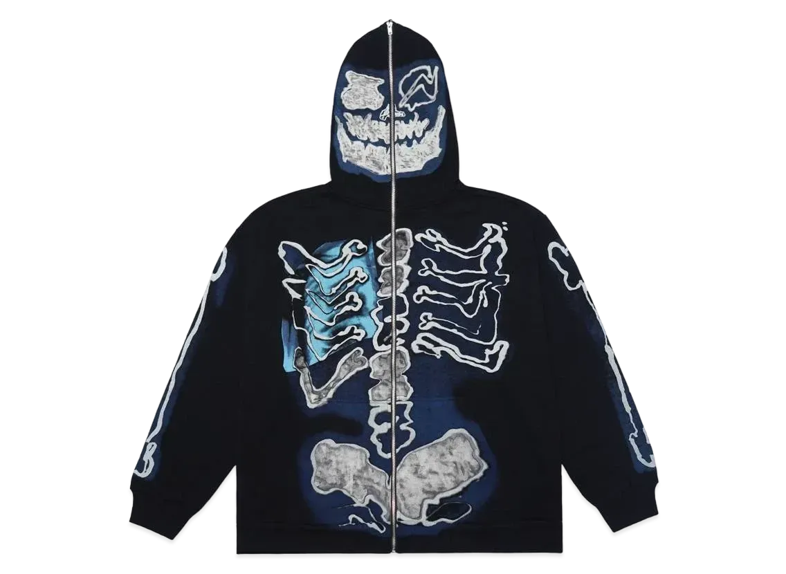 Travis Scott Cactus Jack For Fragment Skeleton Graffiti Full Zip Hoodie "Black"