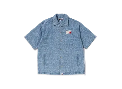 A BATHING APE Line Camo Denim S/S Shirt "Lightindi"