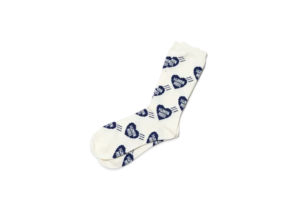 ヒューマン メイド ハート パターン ソックス "ネイビー"
