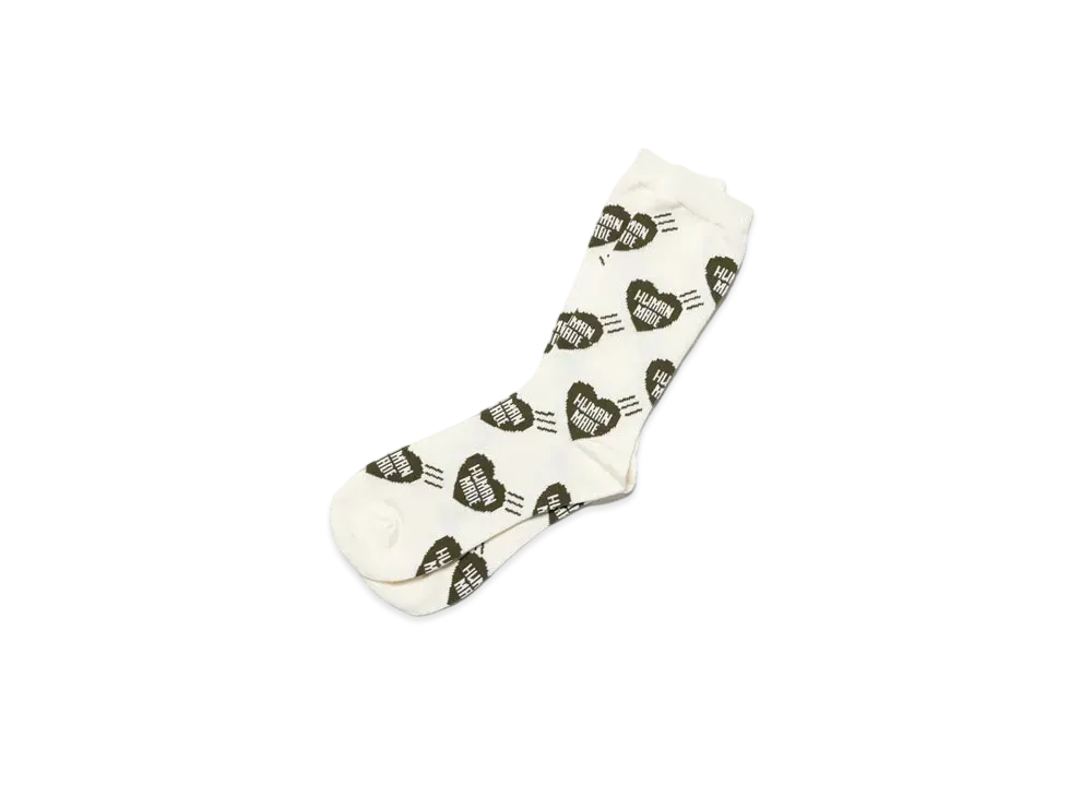 HUMAN MADE Heart Pattern Socks "Olive Drab"