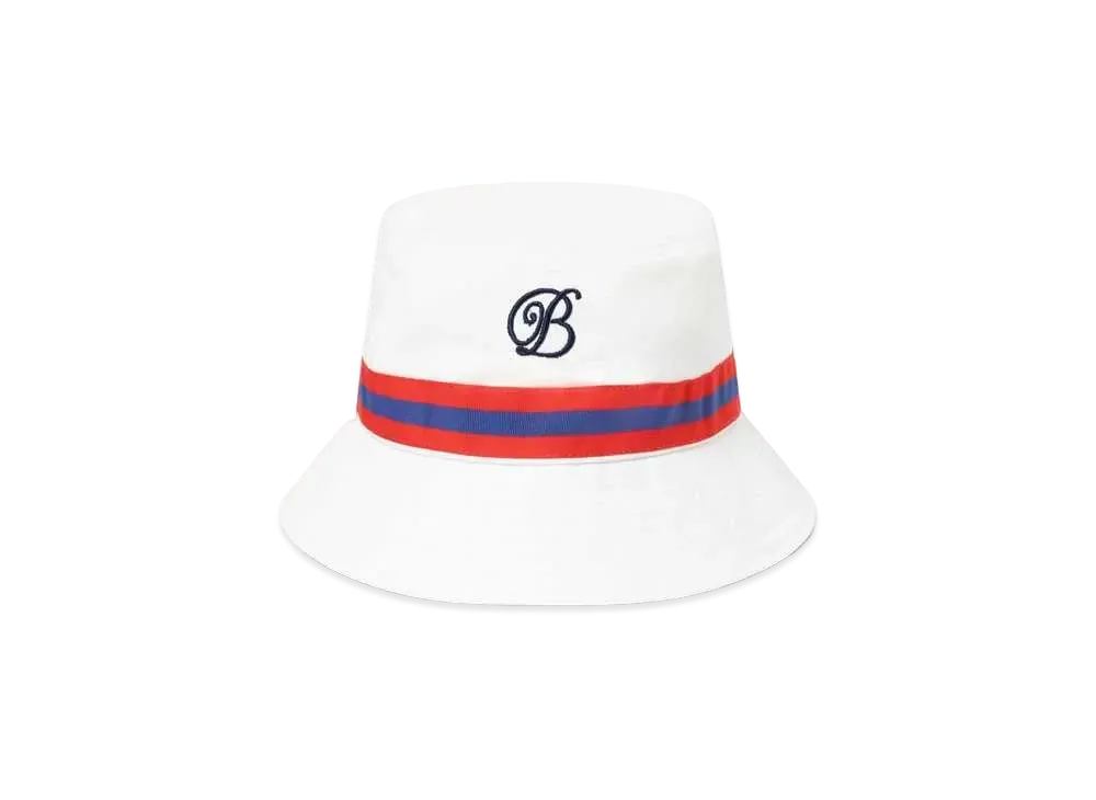 Black Eye Patch B Emblem Taped Bucket Hat "White"