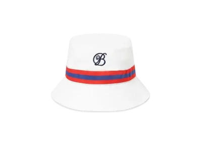 Black Eye Patch B Emblem Taped Bucket Hat "White"
