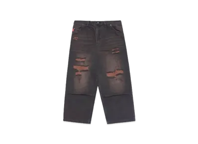 9090 King Logo Damage Buggy Denim "Dark Brown"