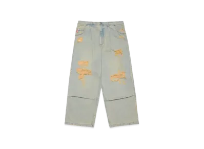 9090 King Logo Damage Buggy Denim "Light Blue"