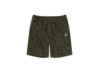 Black Eye Patch Leopard Patterned Sweat Shorts "Olive"