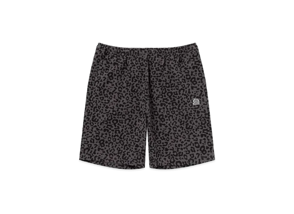 Black Eye Patch Leopard Patterned Sweat Shorts "Charcoal"