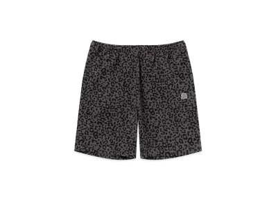 Black Eye Patch Leopard Patterned Sweat Shorts "Charcoal"