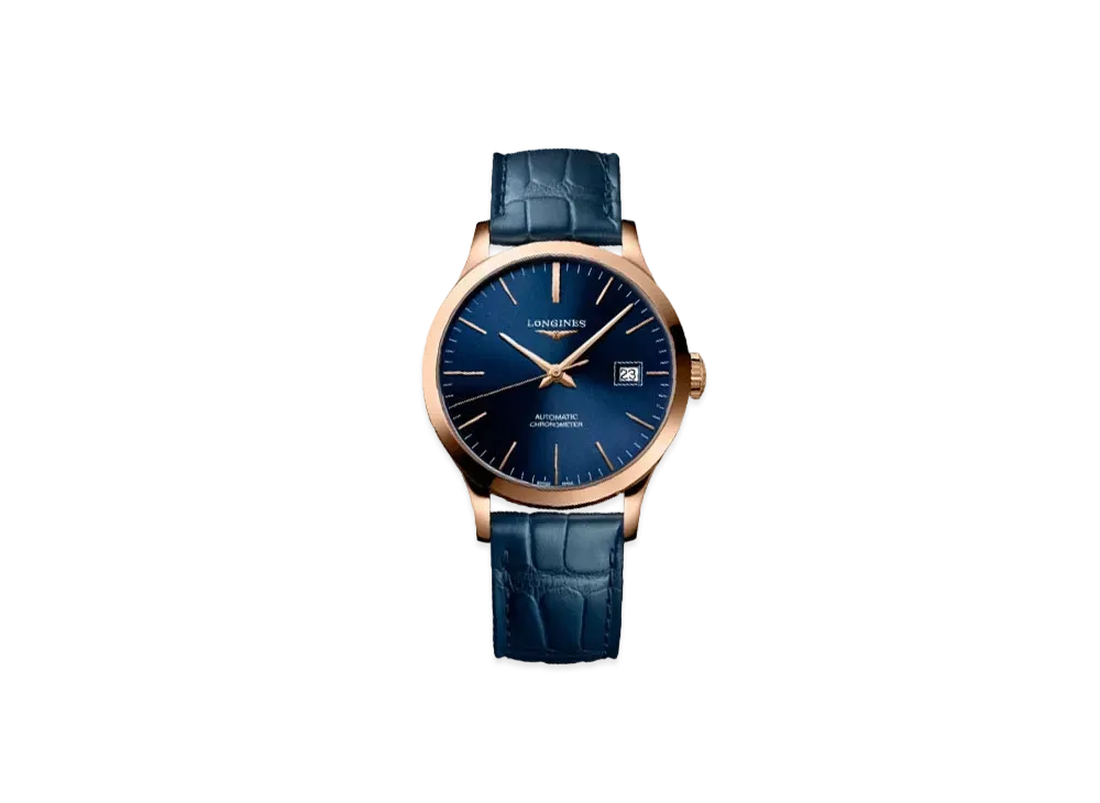Longines Record Collection 38.50 mm "Blue Sun Ray/Pink Gold/Blue" L2.820.8.92.2