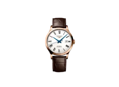 Longines Record Collection 38.50 mm "Matte White/Pink Gold/Brown" L2.820.8.11.2