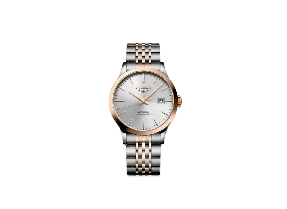 Longines Record Collection 38.50 mm "Silver Sun Ray/Stainless Steel/Rose Gold" L2.820.5.72.7