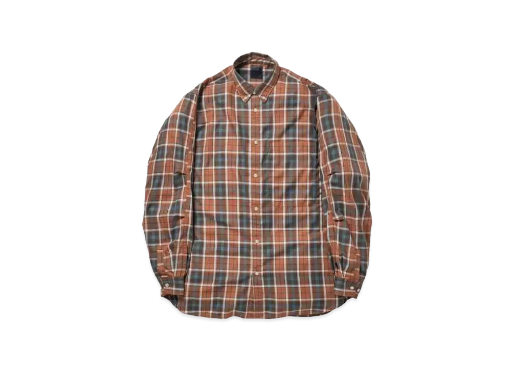 DAIWA PIER39 Tech Button Down Shirts L/S Tartan Plaids "Brown"