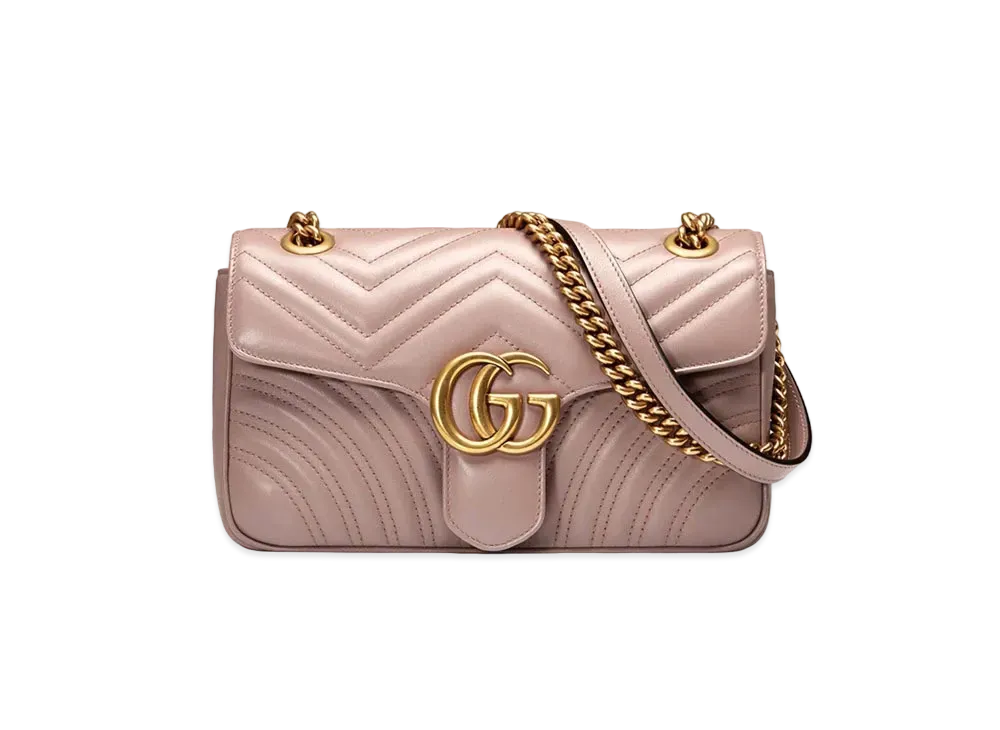 GUCCI GGマーモント ベージュ ダスティピンク 折り 財布 グッチ GG