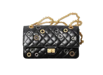 CHANEL 2.55 Hand Bags Calfskin Strass & Glass Pearls "Black"