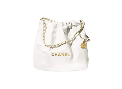 CHANEL 22 Hand Bag Shiny Calfskin "White/Gold"
