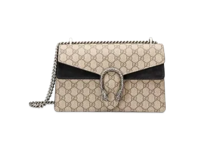 GUCCI Dionysus Small GG Shoulder Bag GG Supreme Canvas "Beige/Ebomy/Black"