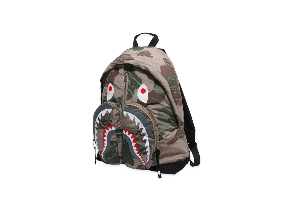 A BATHING APE Layered Line Camo Shark Day Pack "Beige"