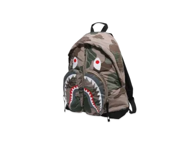 A BATHING APE Layered Line Camo Shark Day Pack "Beige"