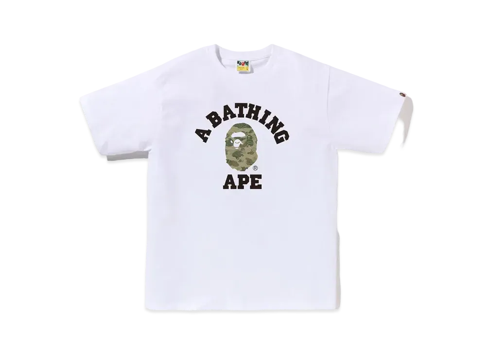 A BATHING APE Layered Line Camo College Tee "White/Beige"