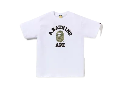 A BATHING APE Layered Line Camo College Tee "White/Beige"
