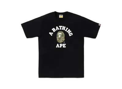 A BATHING APE Layered Line Camo College Tee "Black/Beige"