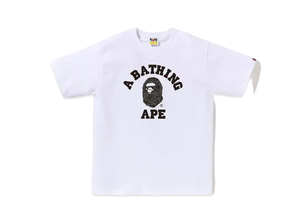 A BATHING APE Layered Line Camo College Tee "White/Black"