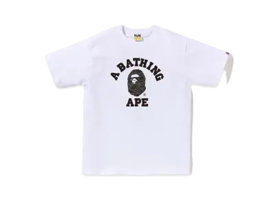 A BATHING APE Layered Line Camo College Tee "White/Black"