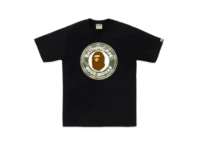 A BATHING APE Layered Line Camo Busy Works Tee "Black/Beige"