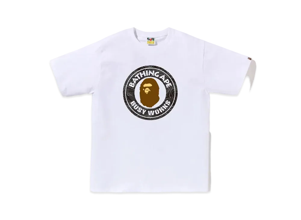 A BATHING APE Layered Line Camo Busy Works Tee "White/Black"