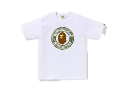 A BATHING APE Layered Line Camo Busy Works Tee "White/Beige"