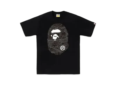 A BATHING APE Layered Line Camo Big Ape Head Tee "Black/Black"