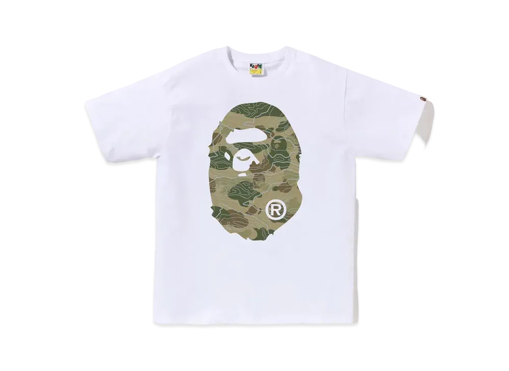 A BATHING APE Layered Line Camo Big Ape Head Tee "White/Beige"