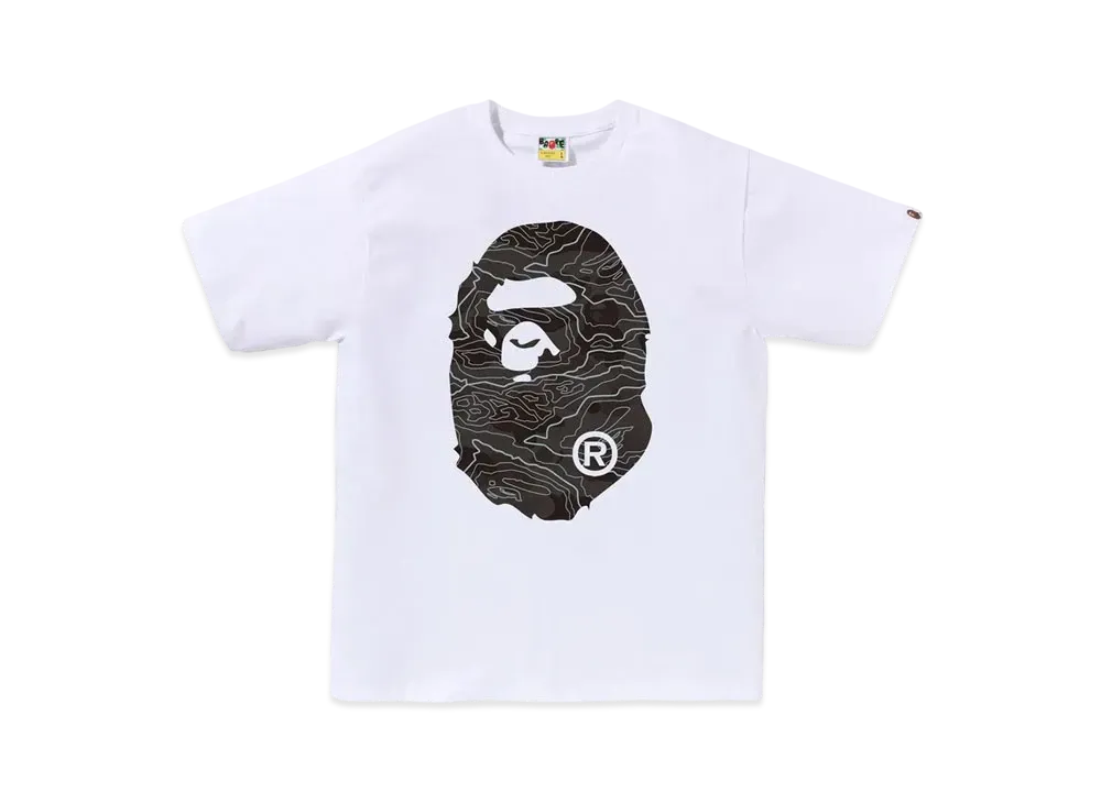 A BATHING APE Layered Line Camo Big Ape Head Tee "White/Black"