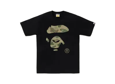A BATHING APE Layered Line Camo Ape Face Tee "Black/Beige"