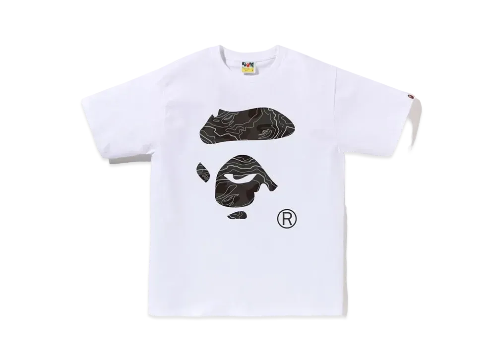 A BATHING APE Layered Line Camo Ape Face Tee "White/Black"