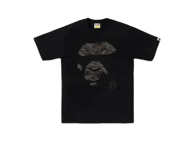 A BATHING APE Layered Line Camo Ape Face Tee "Black/Black"